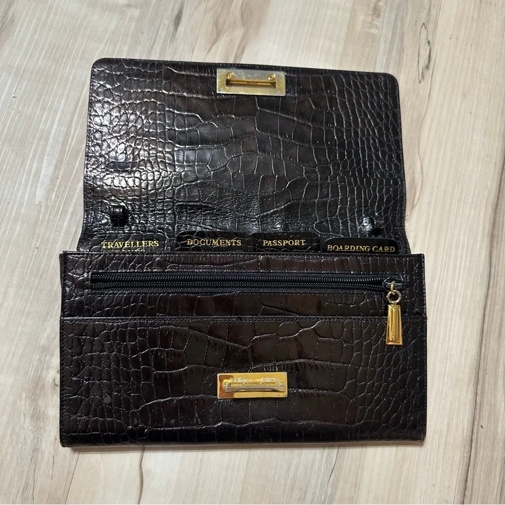 Vintage‎ 90’s Donna Karan New York Travel Organizer Wallet in Crocodile Leather